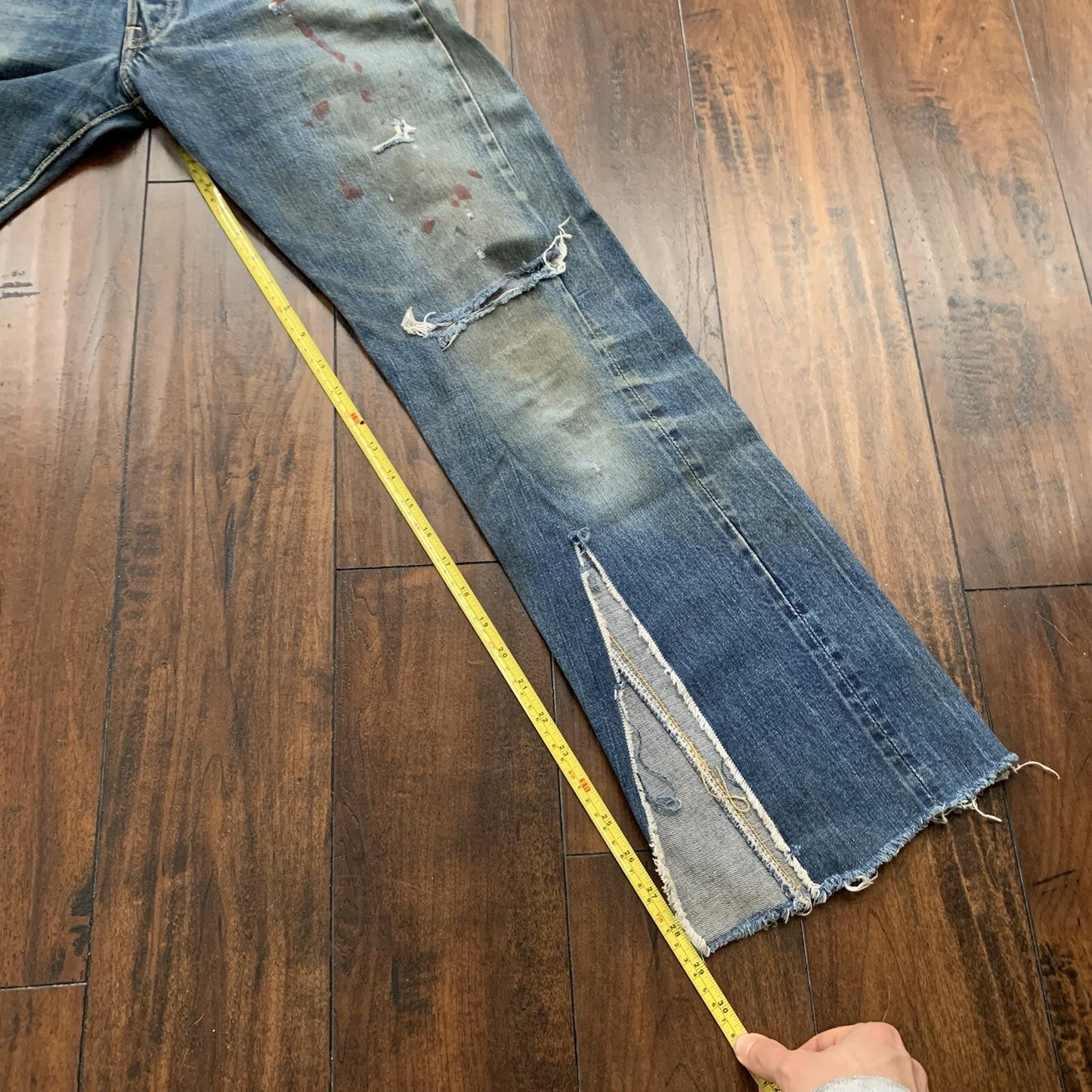 Vintage LEVIS 501 Big E Jeans Selvedge Redline 1960s 60s Distressed 29x29 Thrash