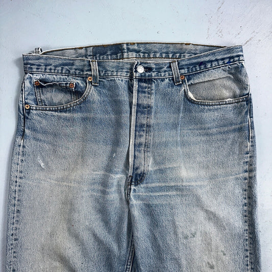 Levis 501 Vintage 90s USA XX Straight Leg Jeans Blue Light Wash 40x36 Act 36x31