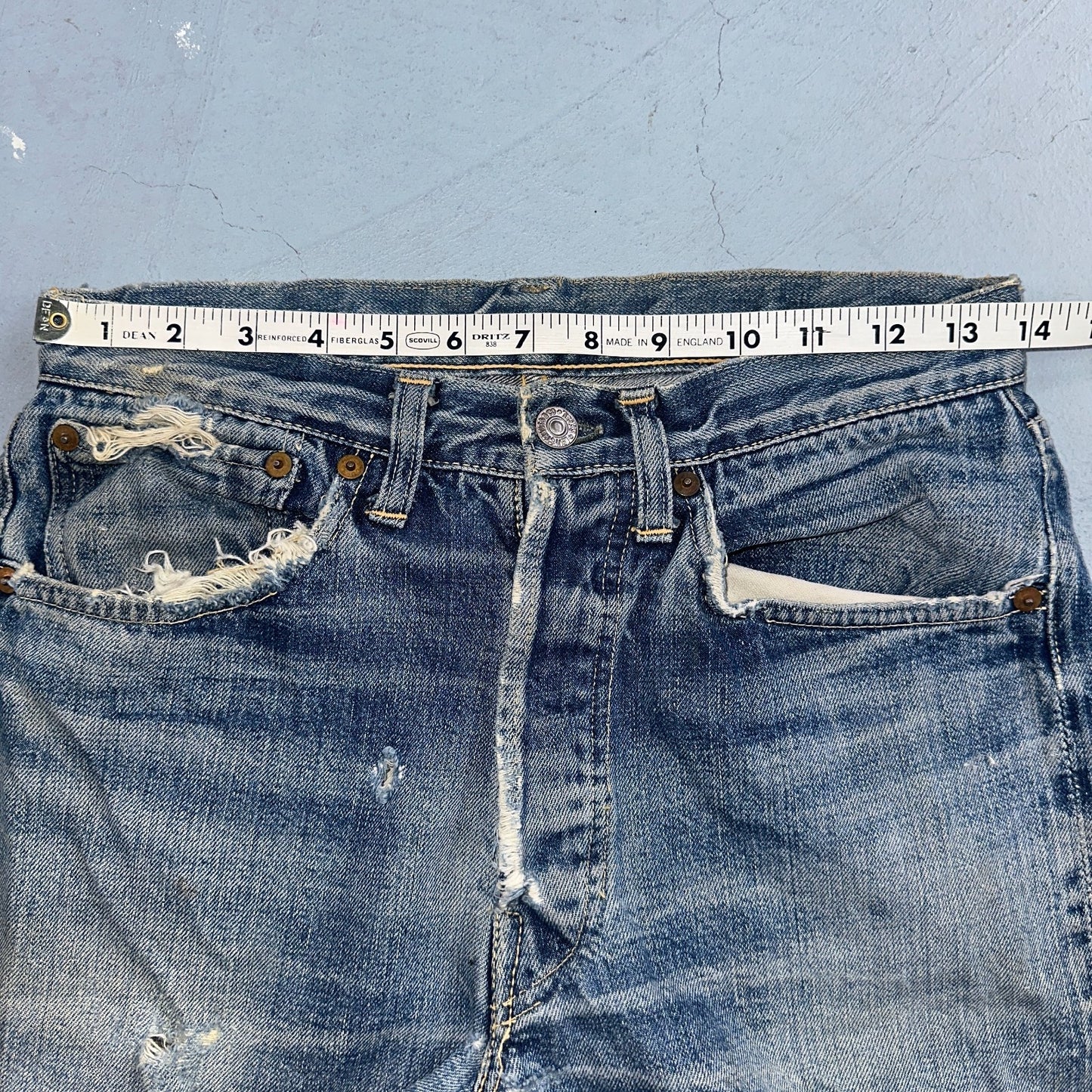 Levis 501 XX Big E Vintage 40s Redline Selvedge USA XX 1940s 50s Jeans 27x27
