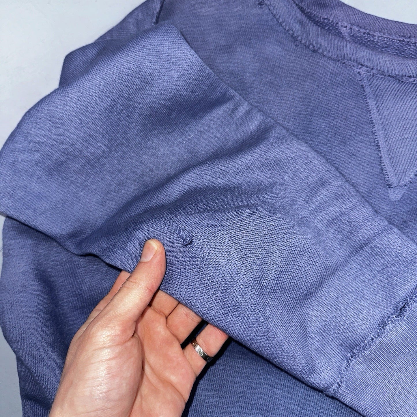 VTG Double V Sweatshirt 40s 50s 1940s Faded Blue Crewneck Boxy Rockabilly 1950s