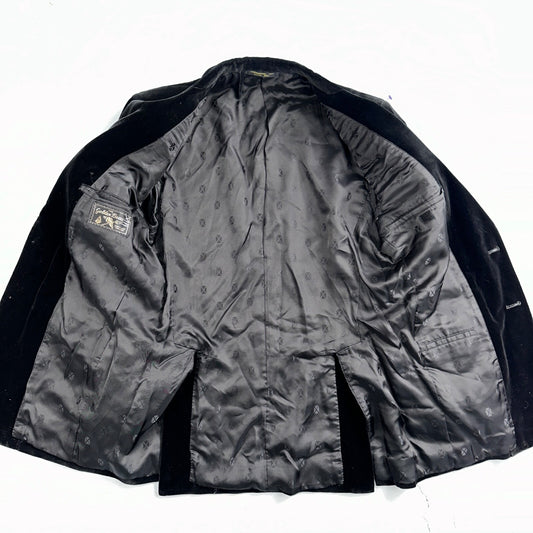 VTG Mens Suit 40 Jacket Coat 1970s Rockabilly 60s 70s USA Cotton Velour Horses