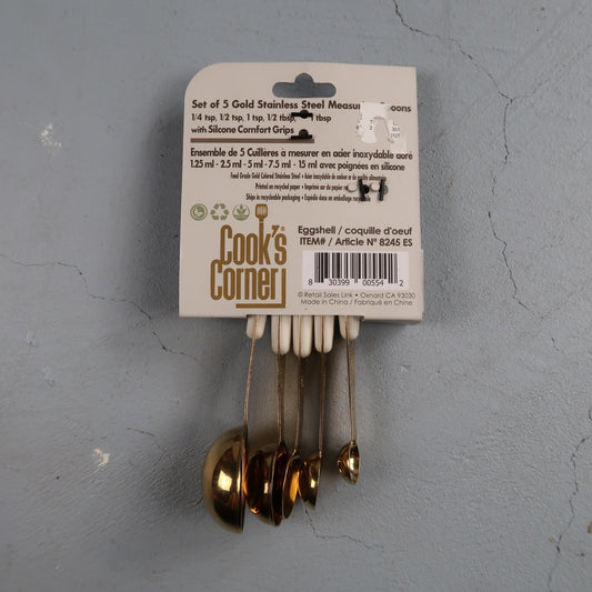 NWT 5pc Set Of Cook's Corner Gold Stainless Steel Measuring Cups Small Kitchen