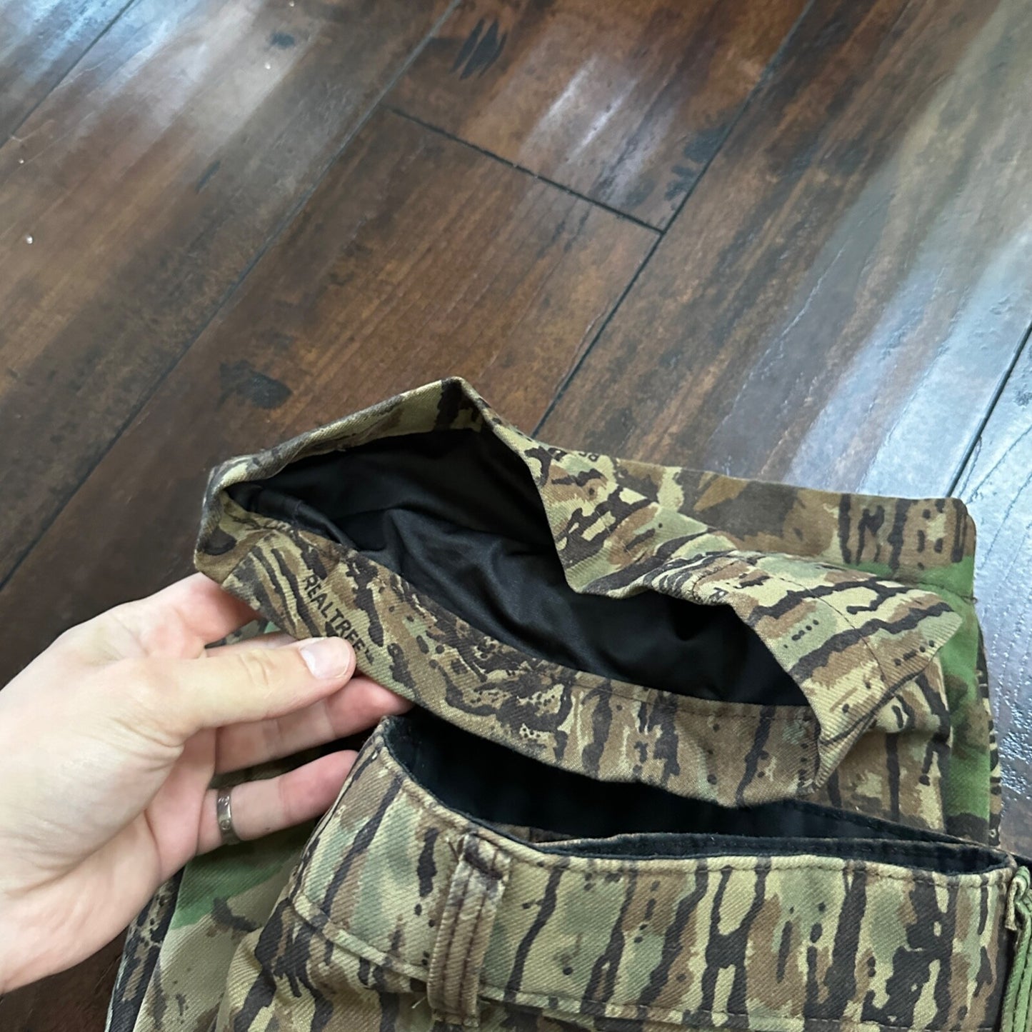 VTG 90s Cabela's Realtree Camo Fleece Pants Cargo Pocket 35x28 Made in the USA