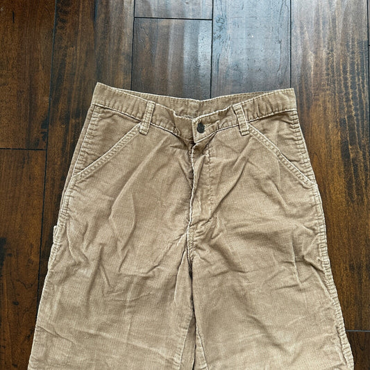 VTG 60s A SMILE USA Brown Corduroy Pants 32 70s 28x25 Capri Cut Cowboy RARE