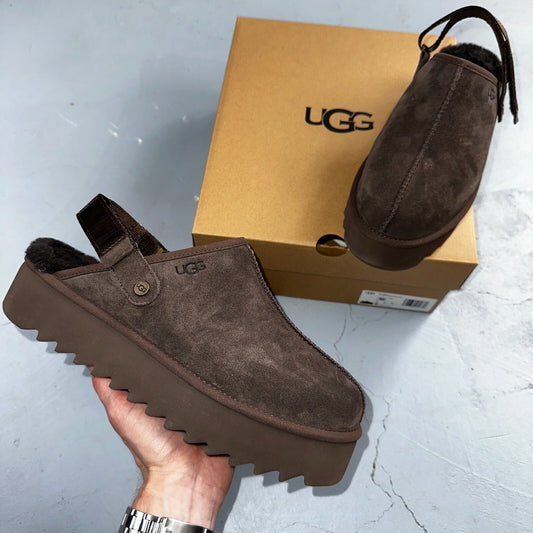 Ugg Australia Womens Lanah Clog Platform Slipper Size 10 NIB Brown Chocolate