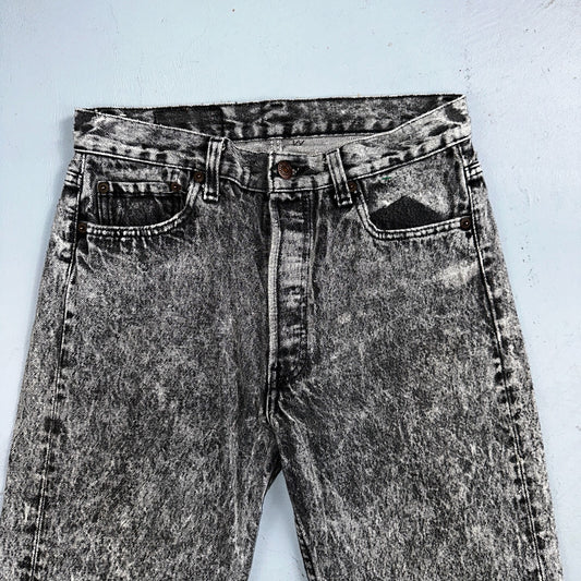 Levis 501 Vintage 90s USA XX Straight Leg Jeans Black Acid Wash 30x32 Act 28x31