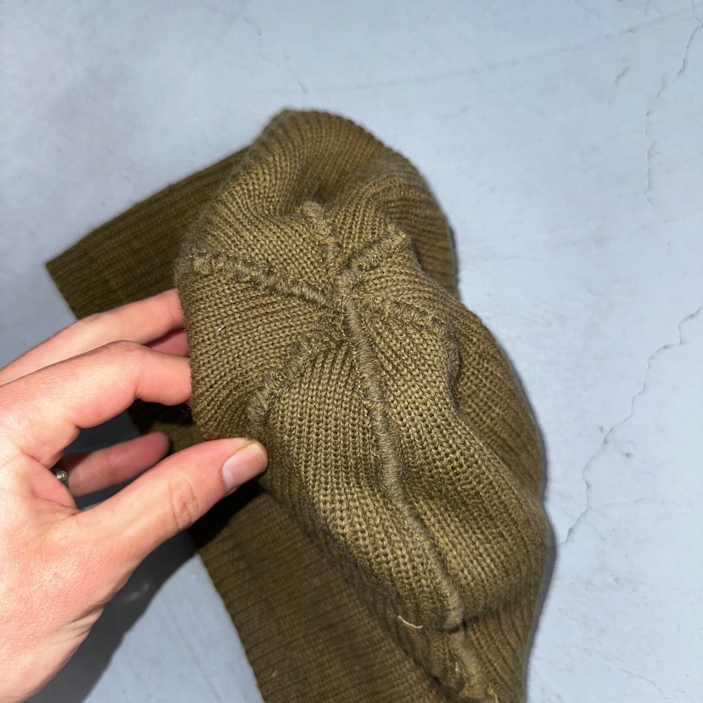 Vintage WWII Watch Cap Hat A-4 Rare Green Air Force Army 40s 50s Military A4 WW2