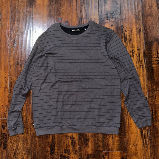 Travis Mathew Sweater Adult XL Gray Striped Long Sleeve Crew Lightweight
