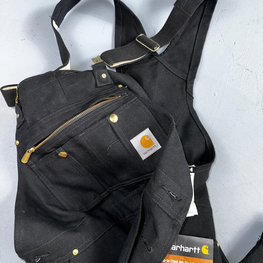 Carhartt R41 Quilt Lined Bib Overalls Mens 42x30 Black Duck Double Knee Tags VTG