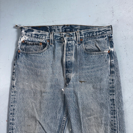 Levis 501 Vintage 90s USA XX Straight Leg Jeans 33x36 Light Wash Act 30x30