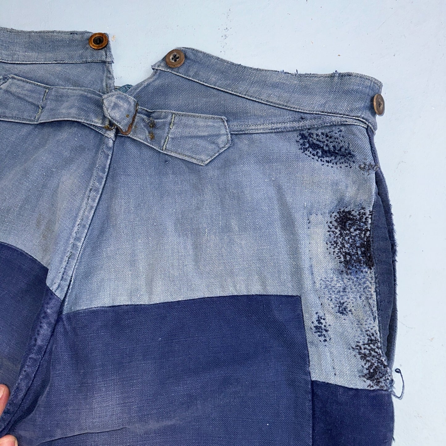 Vintage 1930s 1940s Buckleback Pants Denim Navy Blue Dungaree 30s 40s Rockabilly