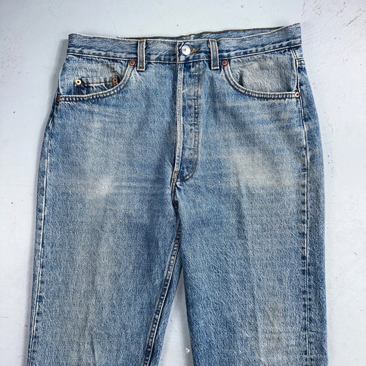 Levis 501 Vintage 90s USA XX Straight Leg Jeans Blue Light Wash 34x36 Act 32x35