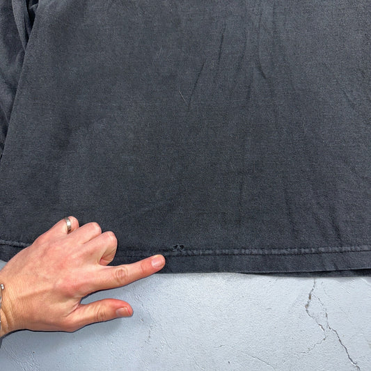 Faded Black Long Sleeve Y2K VTG T Shirt 2000s AAA Thrashed Cool Blank Tee Rips