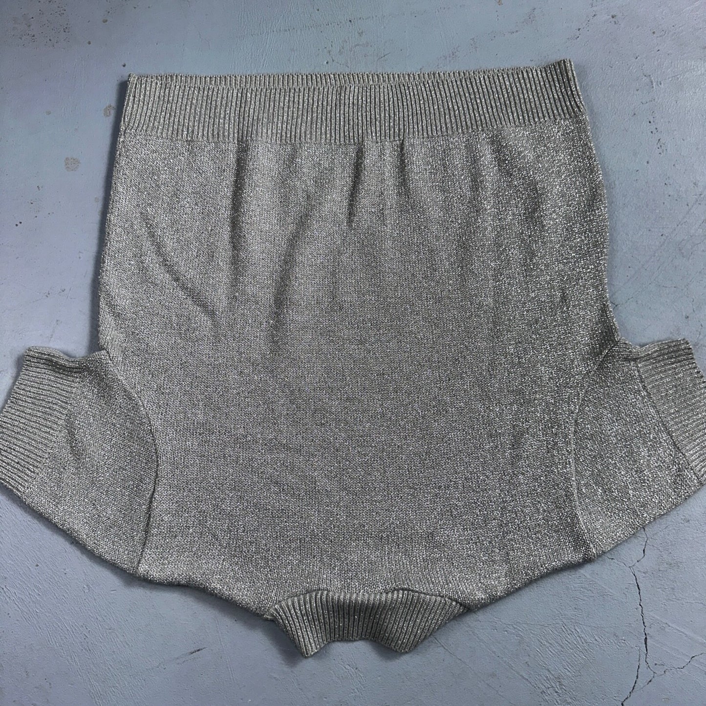 BFA Classics Womens Knit Short Sleeve Sweater Size Small Silver Sparkly Cute