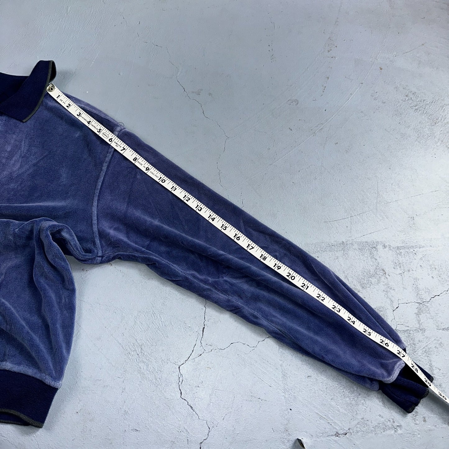 Velour Polo Shirt Hartog Marines Mens VTG 70s L USA Blue 1970s Rockabilly Worn