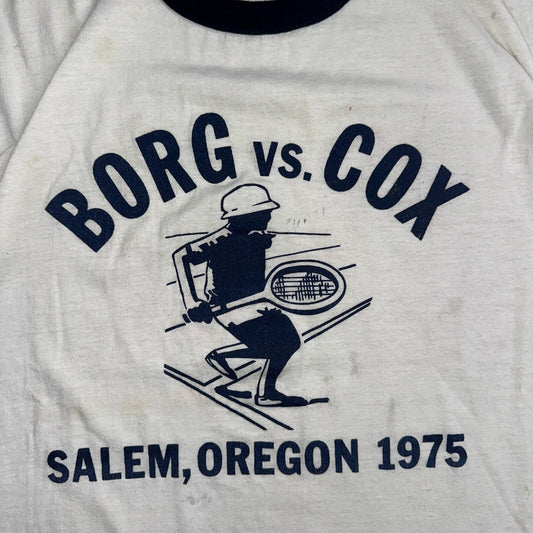 1970s Salem Oregon Ringer VTG T Shirt Borg Cox 1975 Sports Tennis PDX College