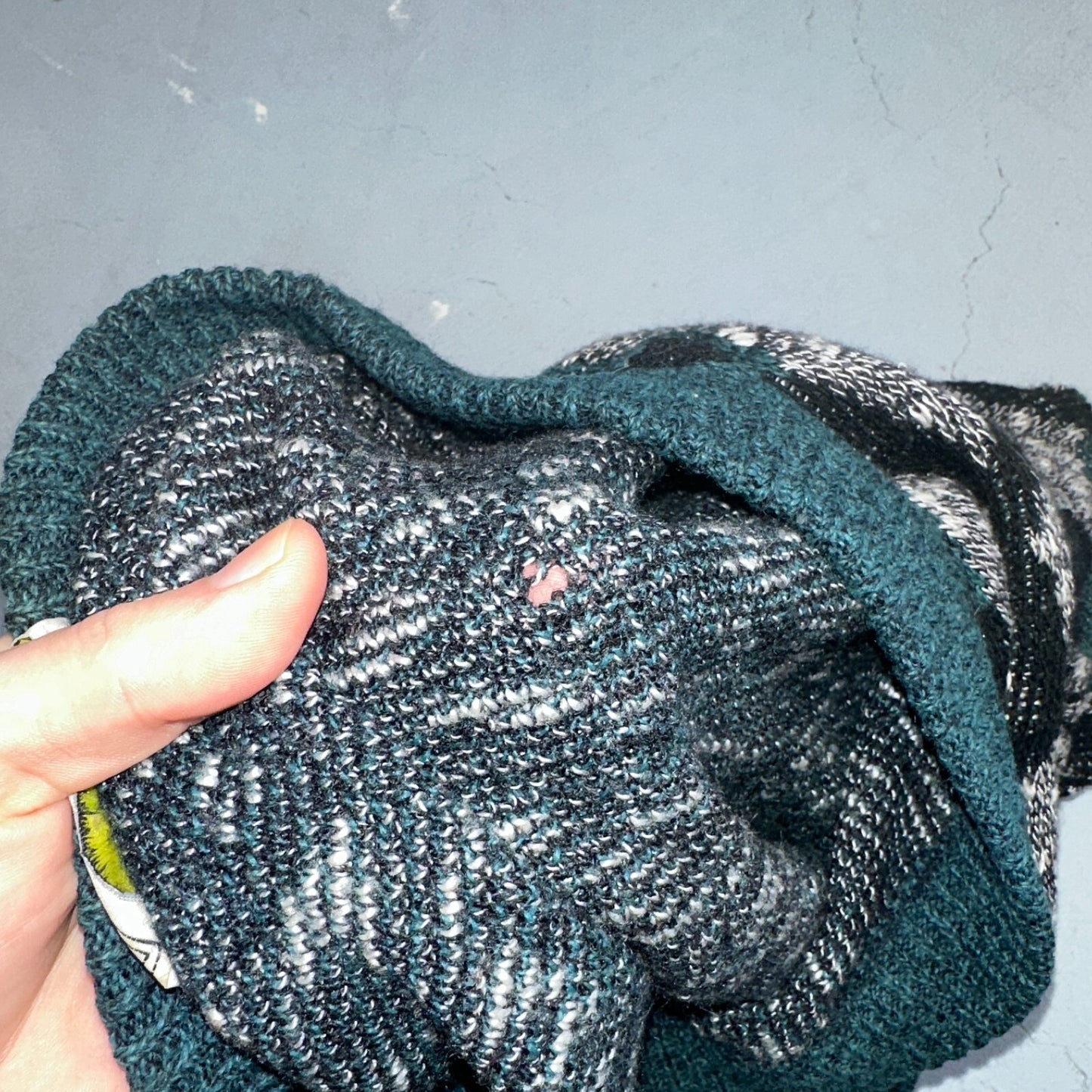 Vintage Le Tigre Mens Sweater M Blue Geometric Cardigan Grandpa 90s Cozy Aztec