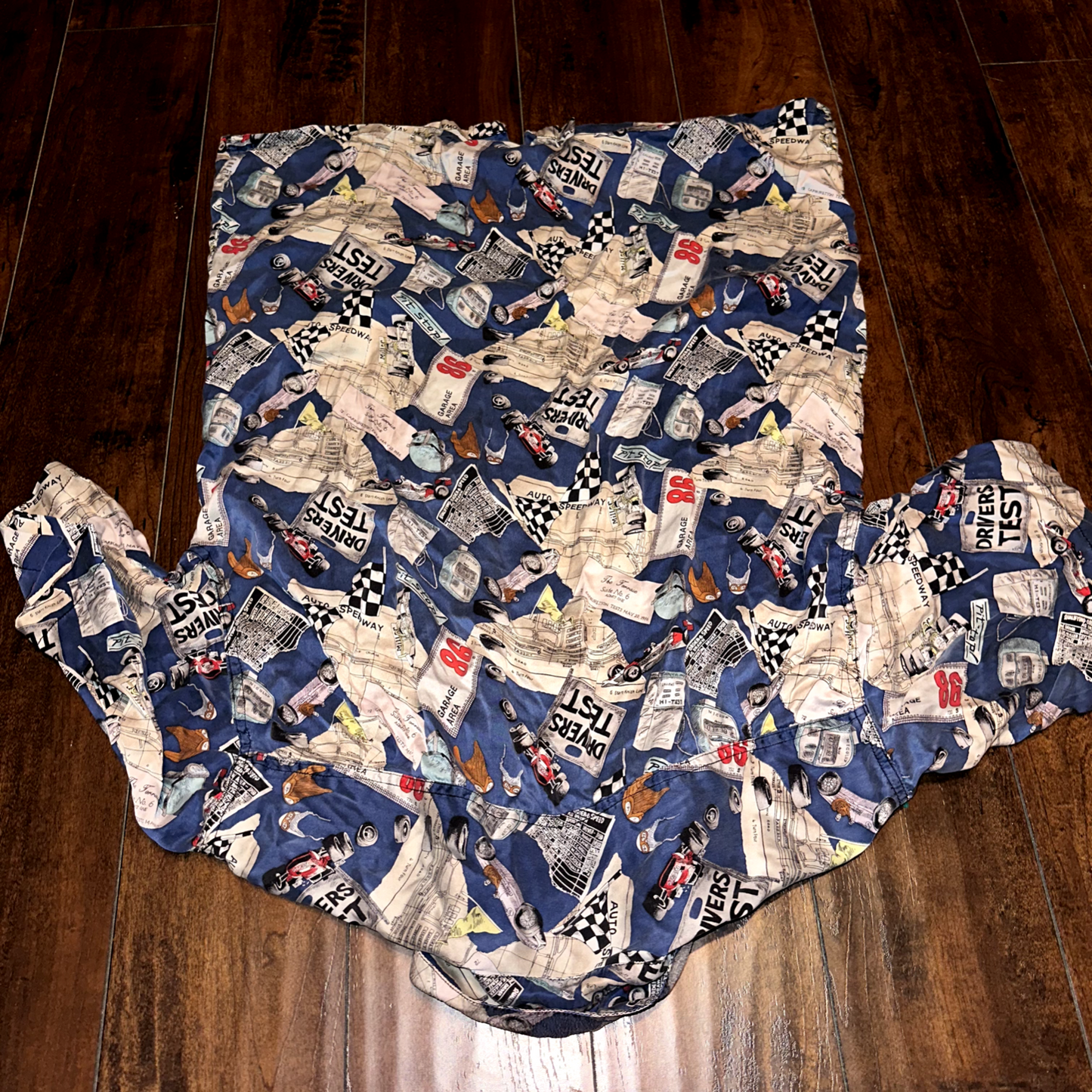 Nicole Miller 100% Silk Shirt Vintage 1994 Limited Quantities Cars Drivers Test