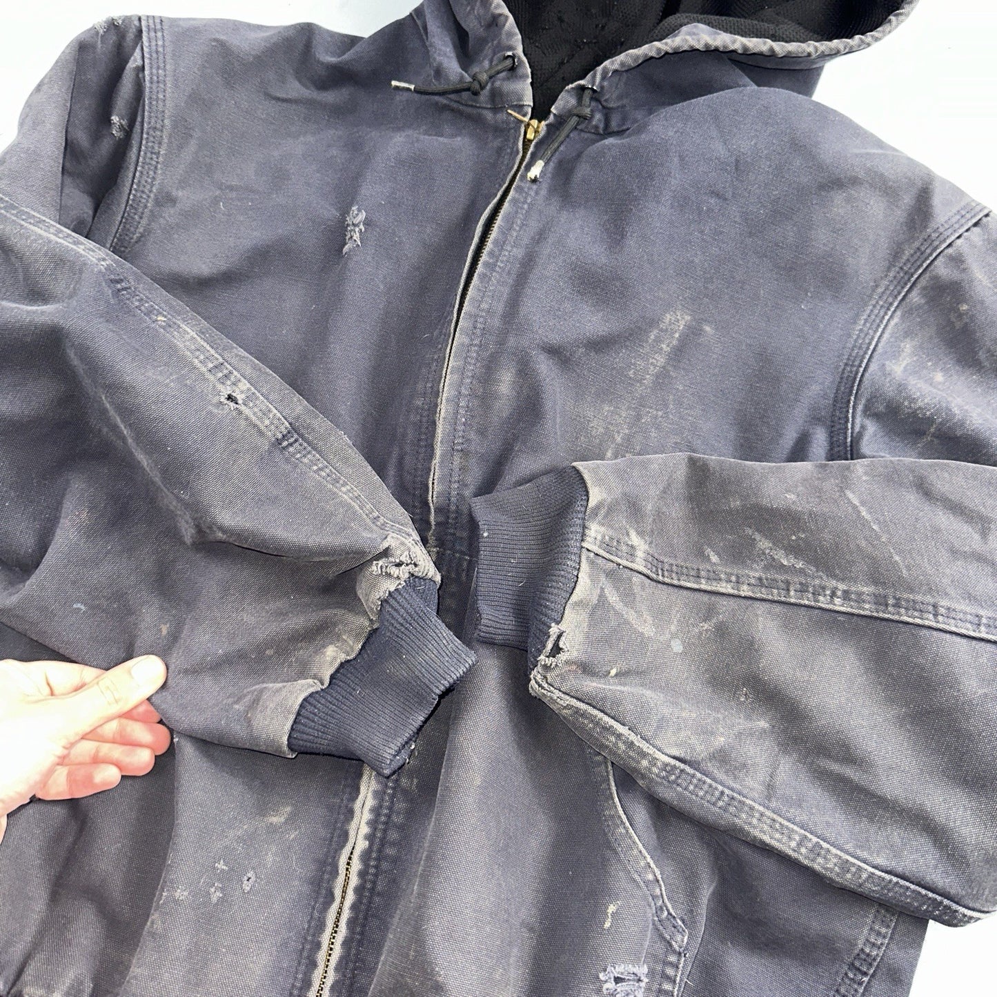 Carhartt Jacket VTG Mens Large Purple Hooded Distressed Bomber J208 MDT Thrashed