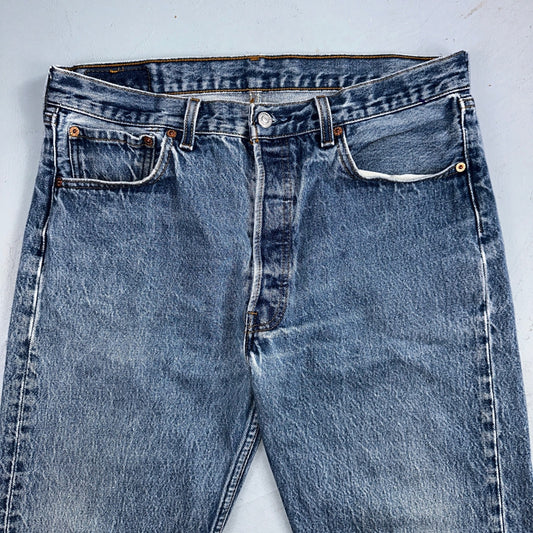 Levis 501 Vintage 90s USA XX Straight Leg Jeans Blue Light Wash 35x34 Act 33x31