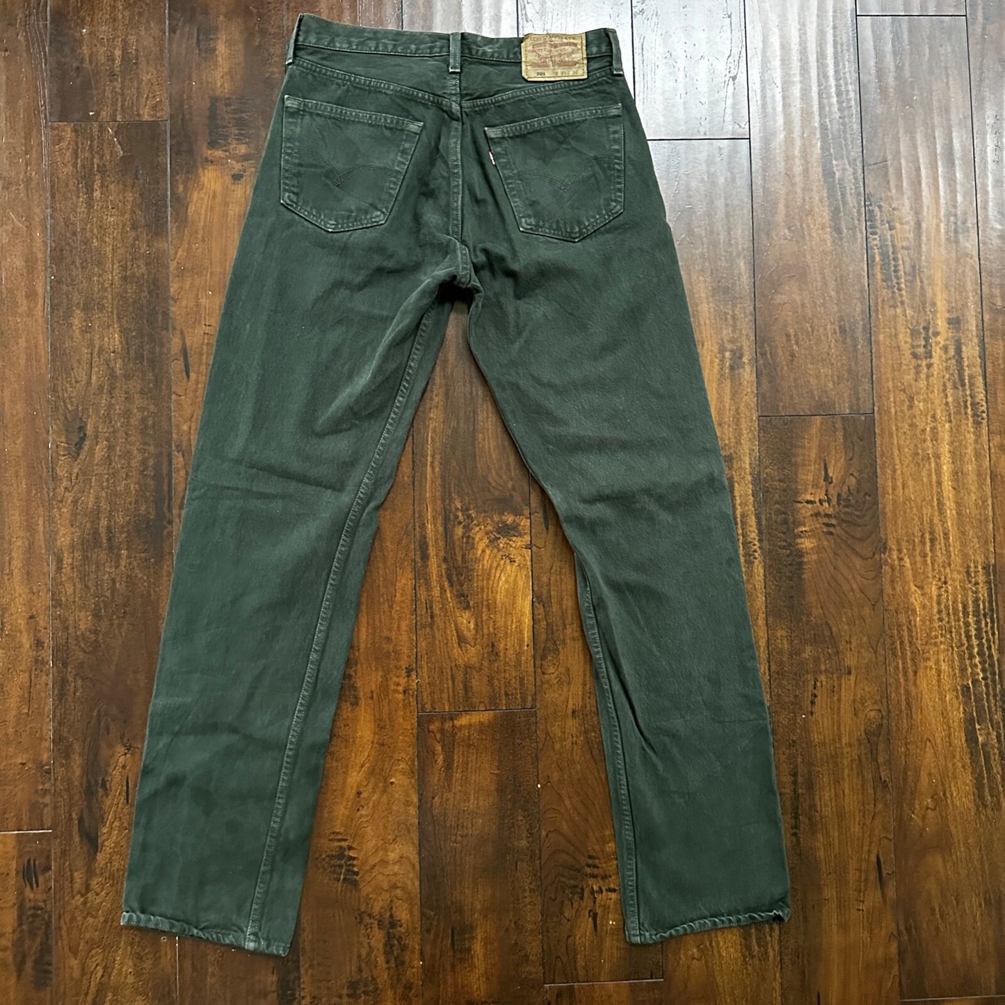 VTG 90s Levis 501 Button Fly 33x34 USA Tag Jeans Straight Green XX Act 30x33