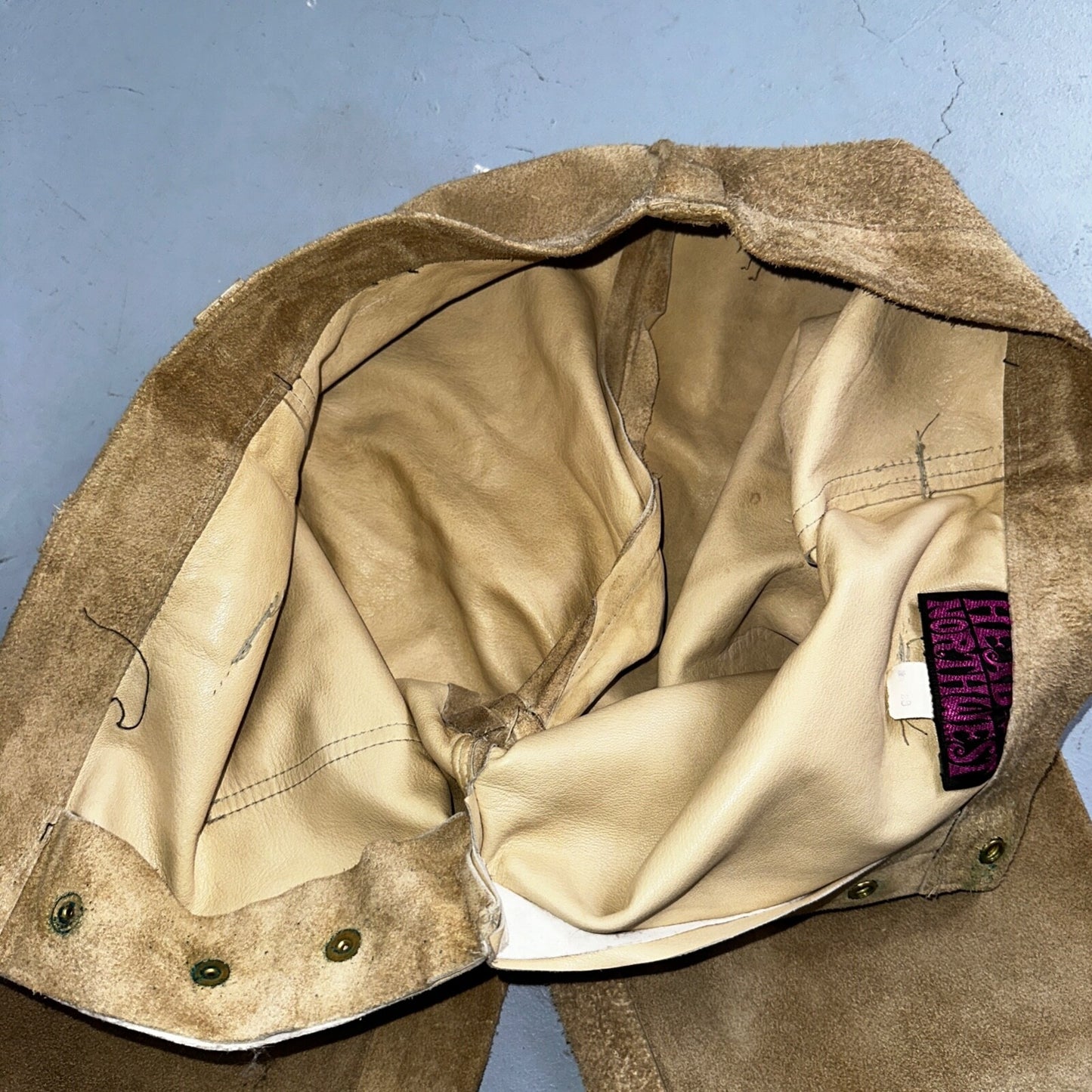 Vintage 1960s Leather Pants 28 Wide Leg Brown Rockabilly 60s Cowboy Suede 27x30