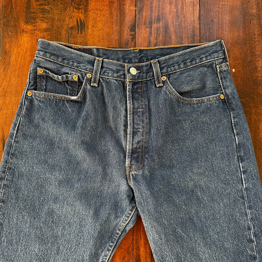 VTG Levis 501 XX Button Fly 90s USA Jeans Denim Straight Capri 34x30 Act 30x25