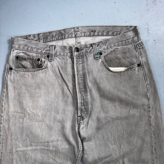 Levis 501 Vintage 90s USA XX Straight Leg Jeans 35x36 Gray Light Wash Act 34x34