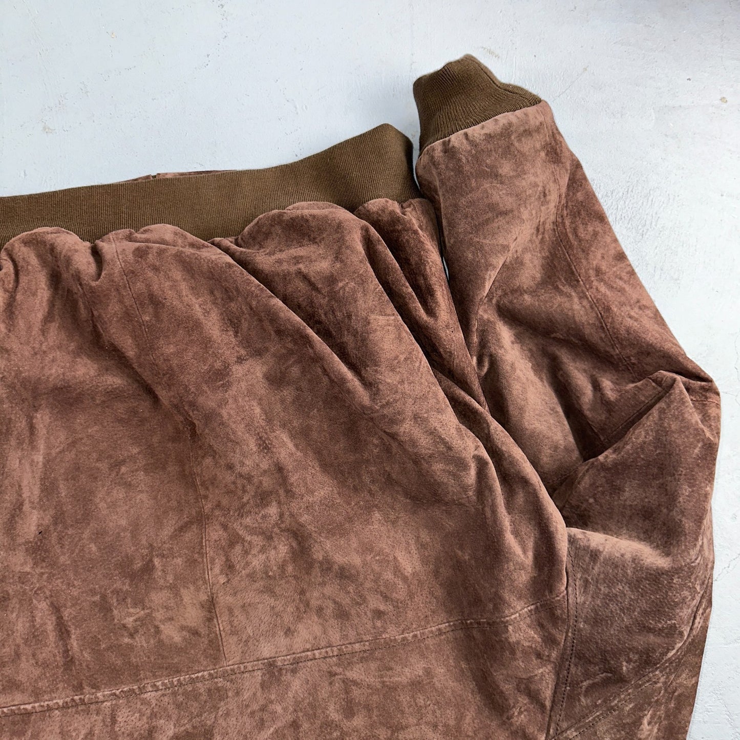 Vintage 90s Suede Leather Brown Bomber Jacket XL Retro Aviator Landing Leather