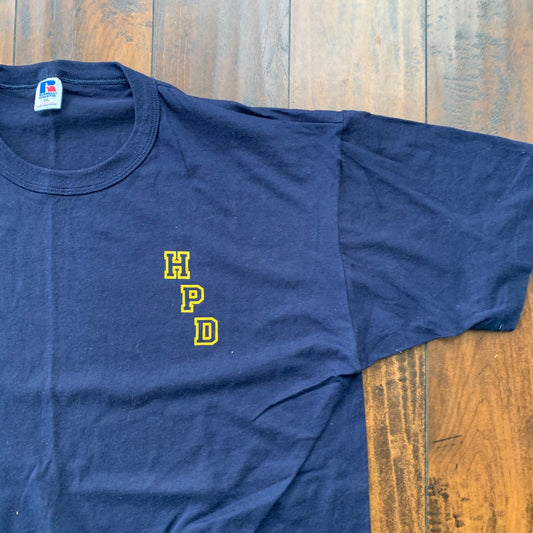 HPD Basic Simple Vintage T Shirt Worker Travel Rap Movie Anime 90s Russell Navy
