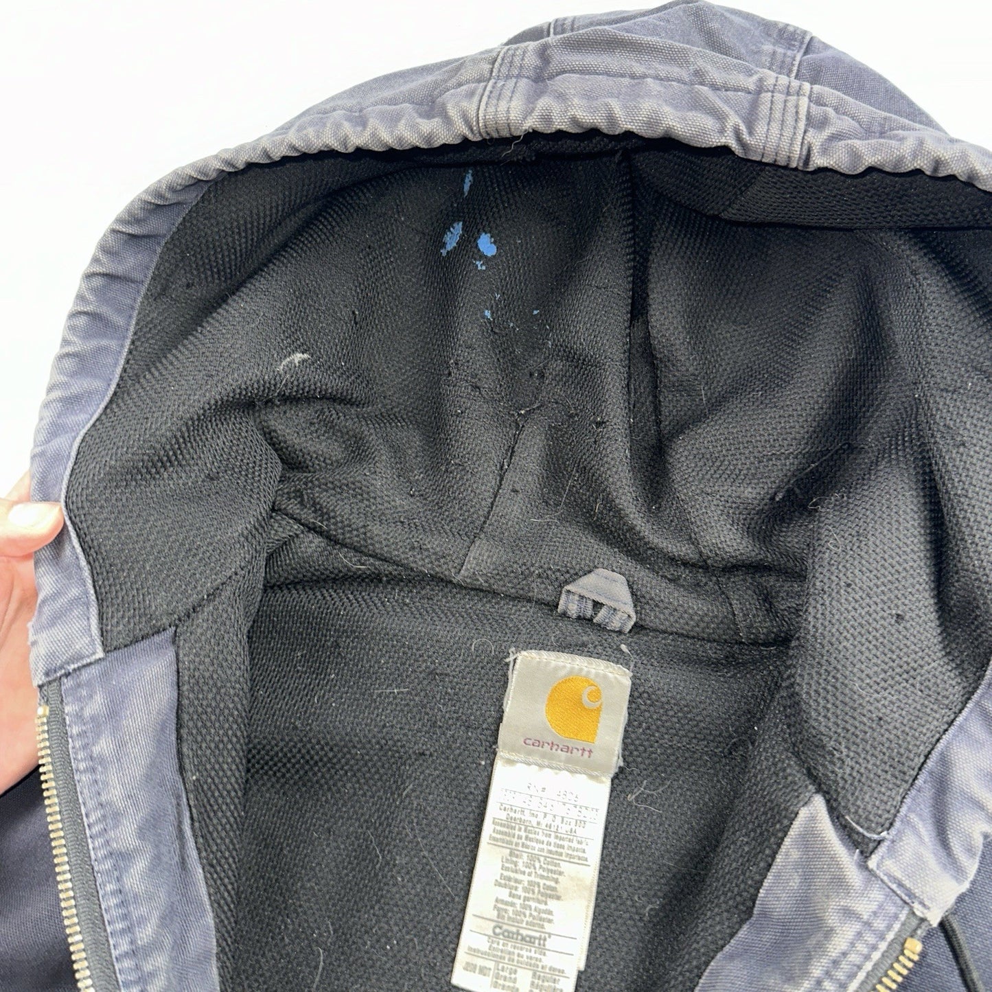 Carhartt Jacket VTG Mens Large Purple Hooded Distressed Bomber J208 MDT Thrashed