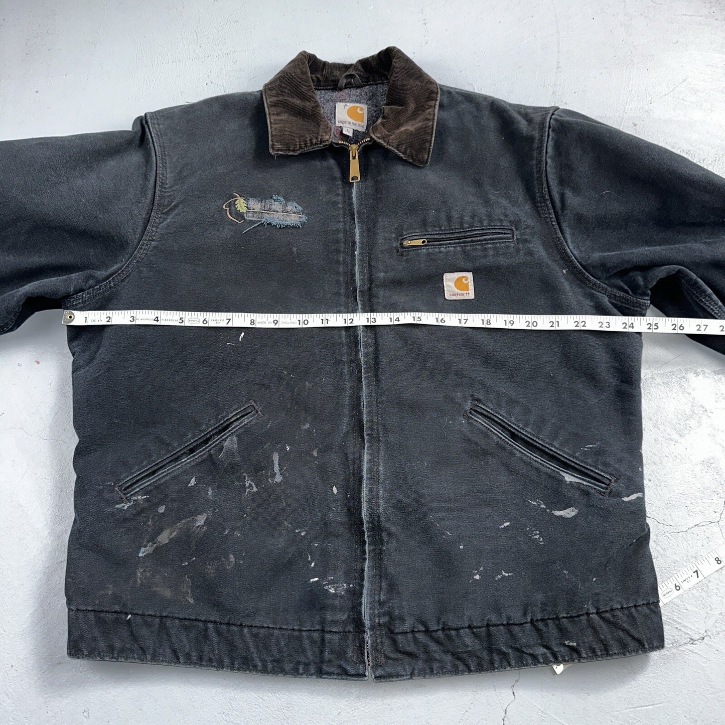 Carhartt VTG Jacket Mens L Tall Black Detroit J001 Blanket Lined USA J97 BLK