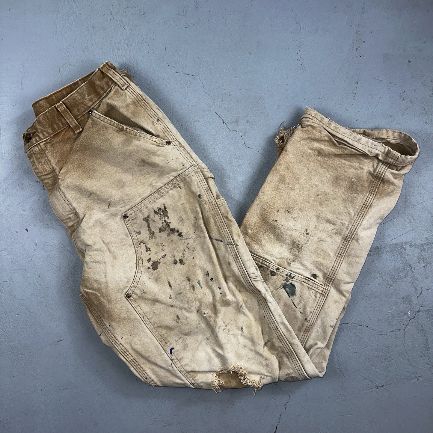 Carhartt VTG Double Knee Carpenter Pants USA B01 Brown Thrashed 34x34 Act 32x32