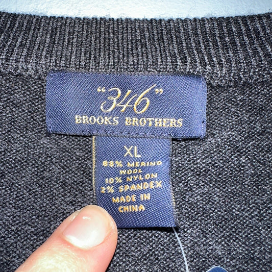 346 Brooks Brothers Mens XL Fine Italian Merino Wool Gray Sweater Tags