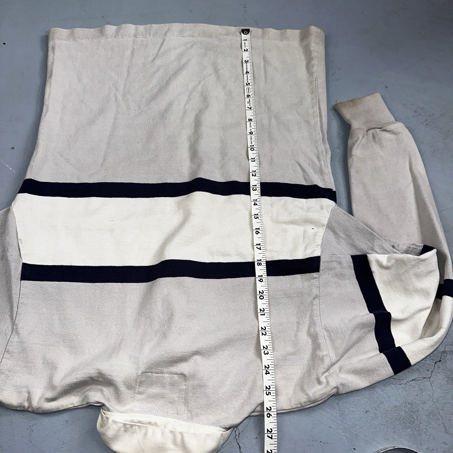 Vintage 90s Lands End Authentic Rugby Collard Striped Shirt Polo Men’s M USED