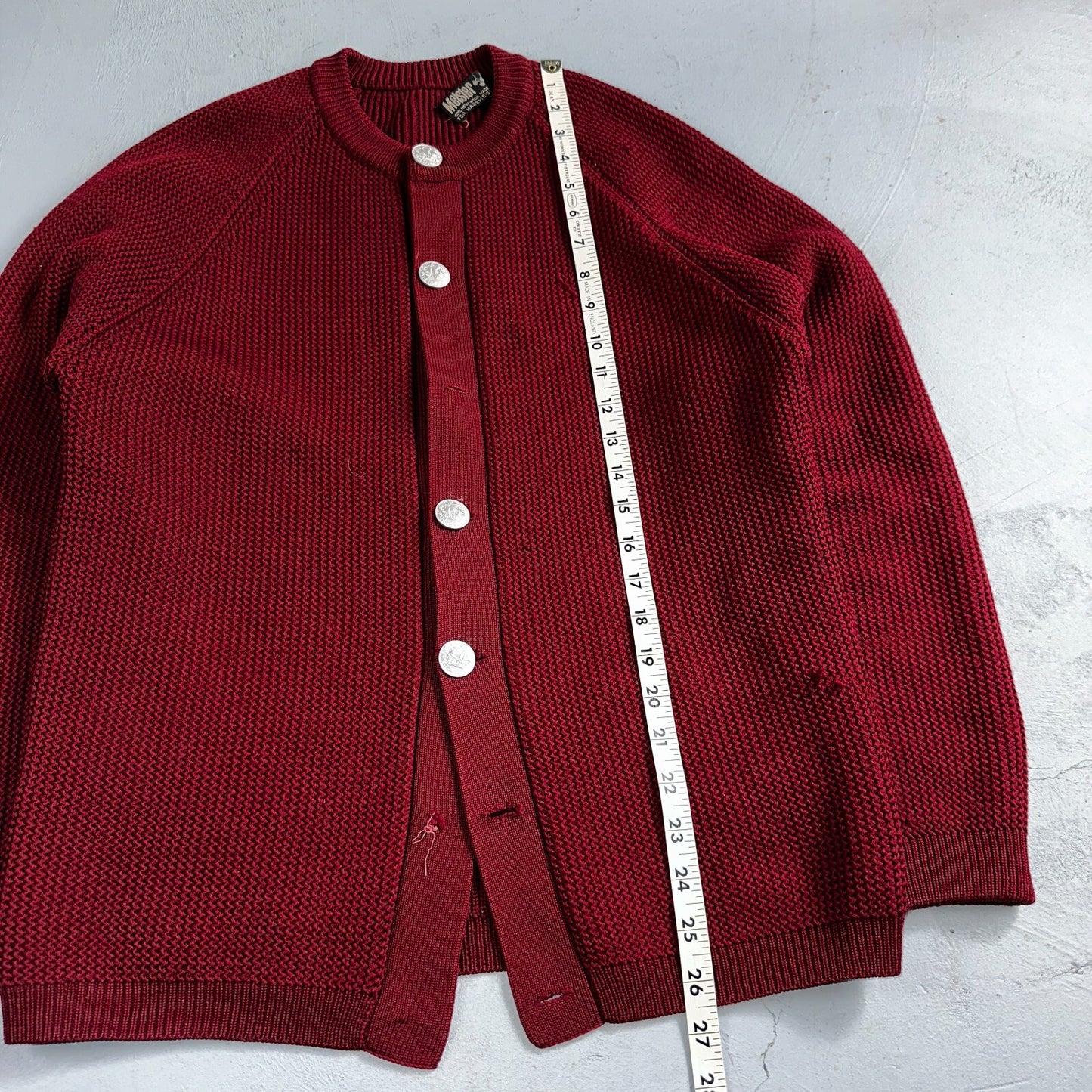 Meister Sweater M Women’s Wool Austria Pullover Red V Neck Vintage Cardigan 60s