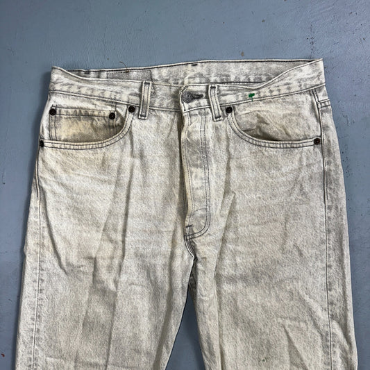 Levis 501 Vintage 90s USA XX Straight Leg Jeans 31x30 Gray Light Wash Act 31x29