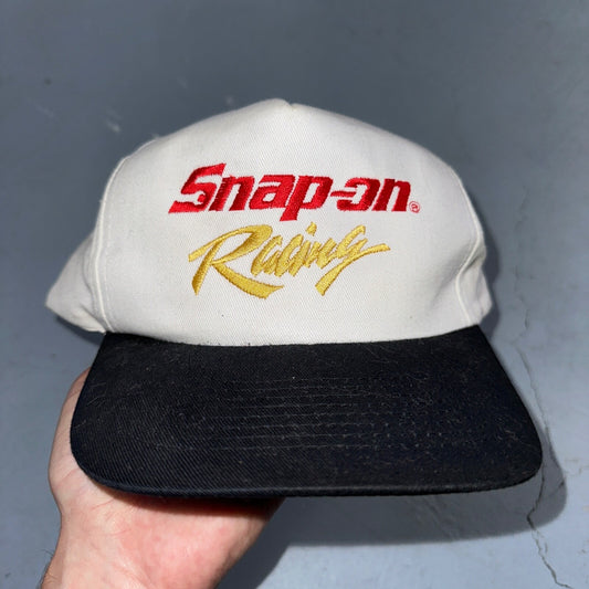 Snap On Racing White Black VTG Hat Cap Snapback Nascar Racing Cool Cars