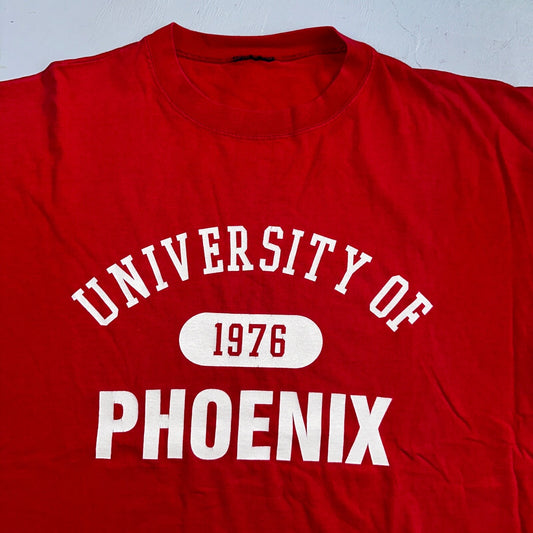 Phoenix University 1976 Y2K VTG T Shirt Red Champion Style 2000s College Preppy