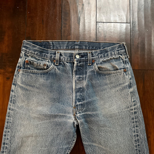 VTG 80s Levis 501 Button Fly 35x32 USA Tag Jeans Straight Wash Blue XX Act 31x31