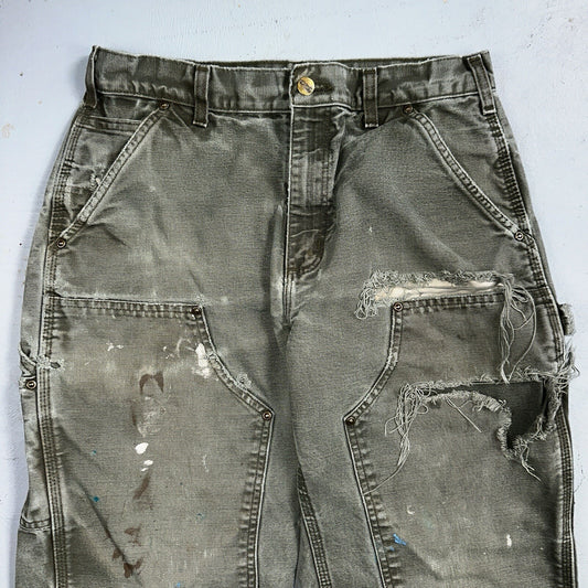 Carhartt VTG Double Knee Carpenter Pants USA B01 B136 MOS Green 31x30 Act 30x28