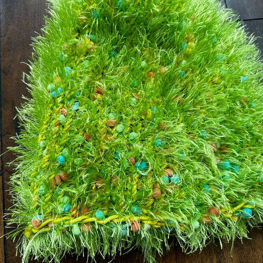 Vintage Beanie Winter Hat Knit 1970s Winter Christmas Grinch Soft Tree WILD