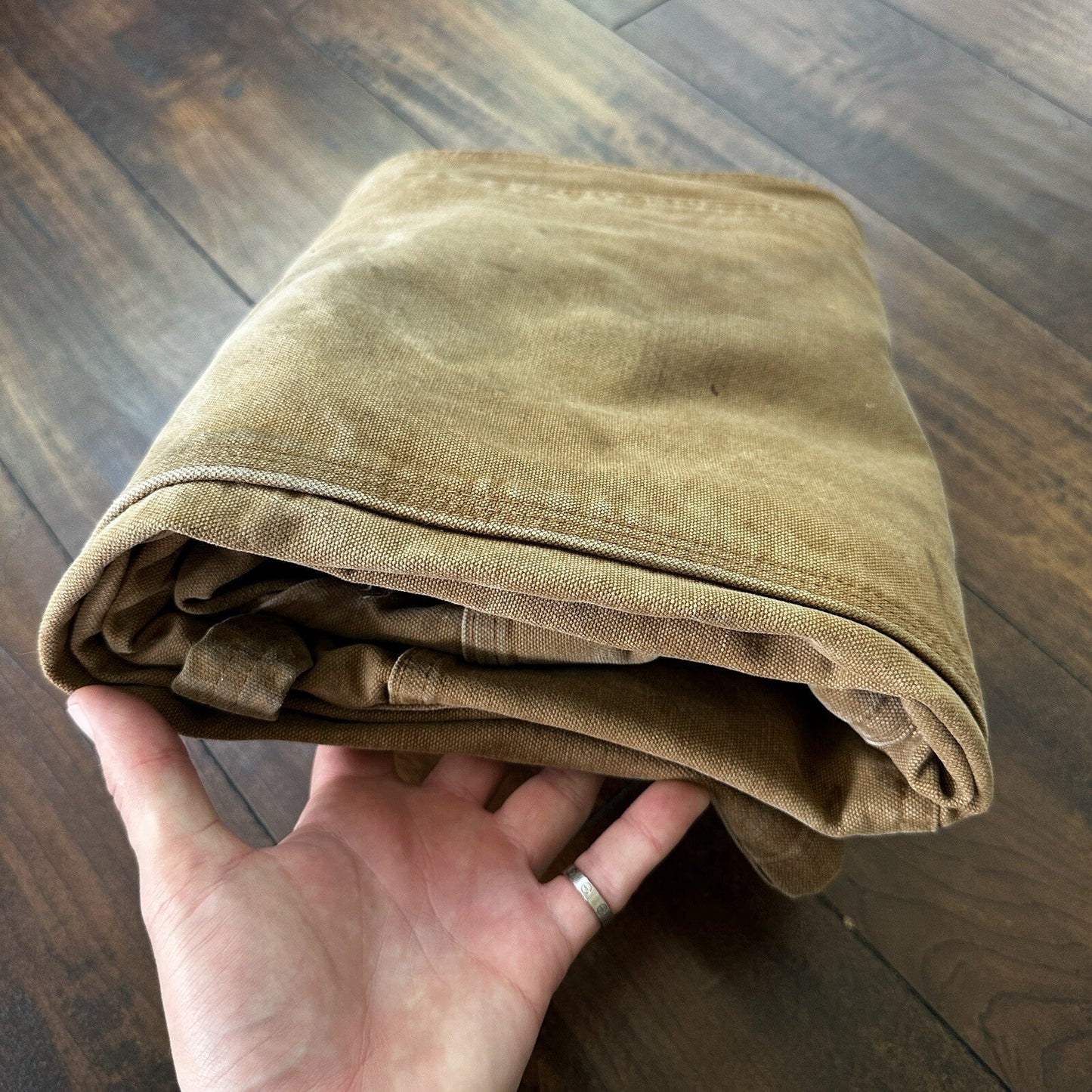 Carhartt DKB Double Knee Duck Unlined Bib Work Tan Brown Overalls 40x27 VTG