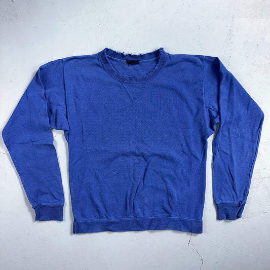 1970s VTG Blue Single V Sport Blank Sweatshirt USA Crewneck Basic 70s Jumper