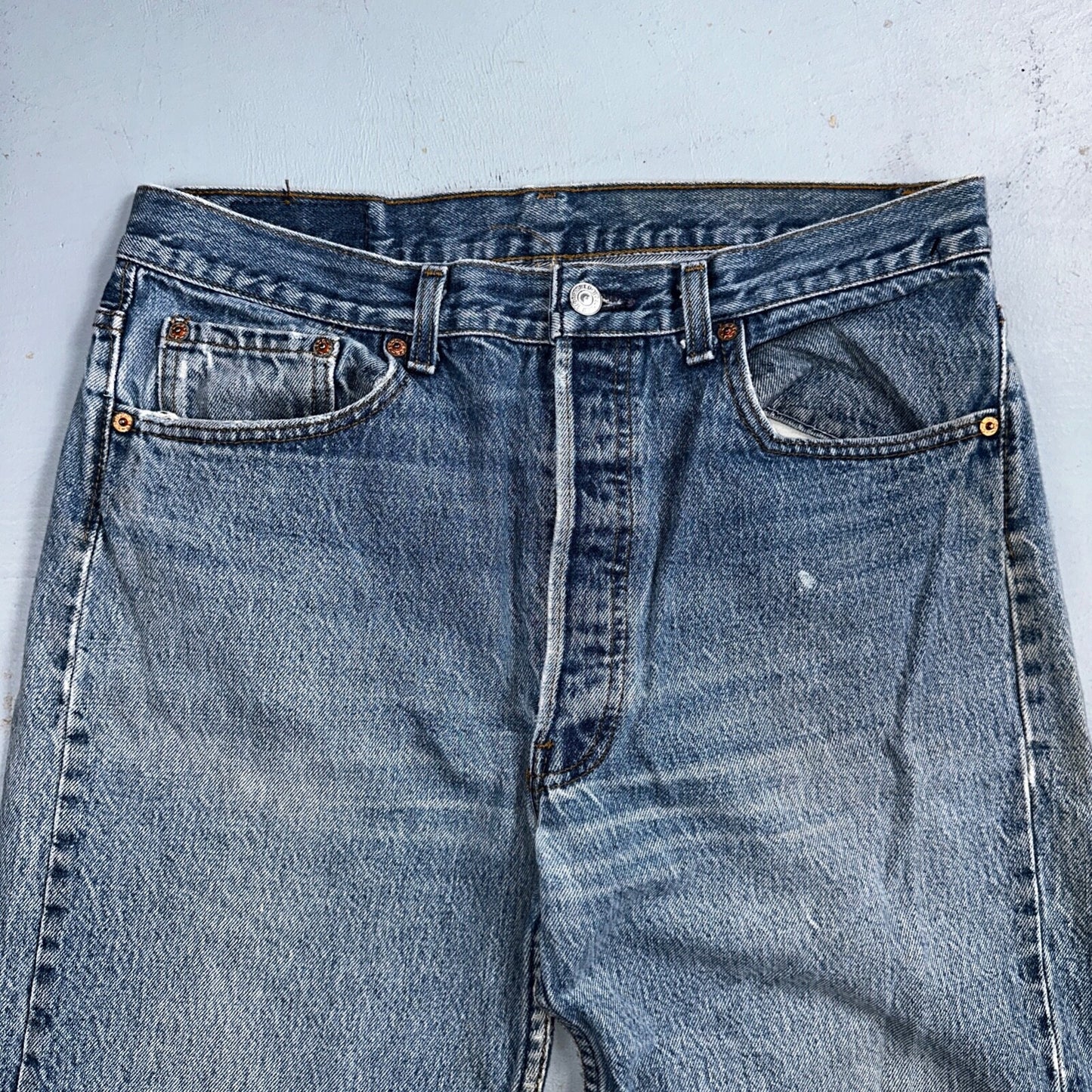 Levis 501 Vintage 90s USA XX Straight Leg Jeans 35x36 Blue Light Wash Act 32x32