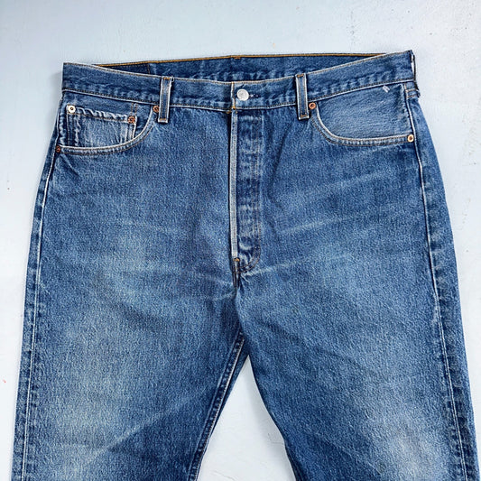 Levis 501 Vintage 90s USA XX Straight Leg Jeans Blue Med Wash 38x30 Act 36x27