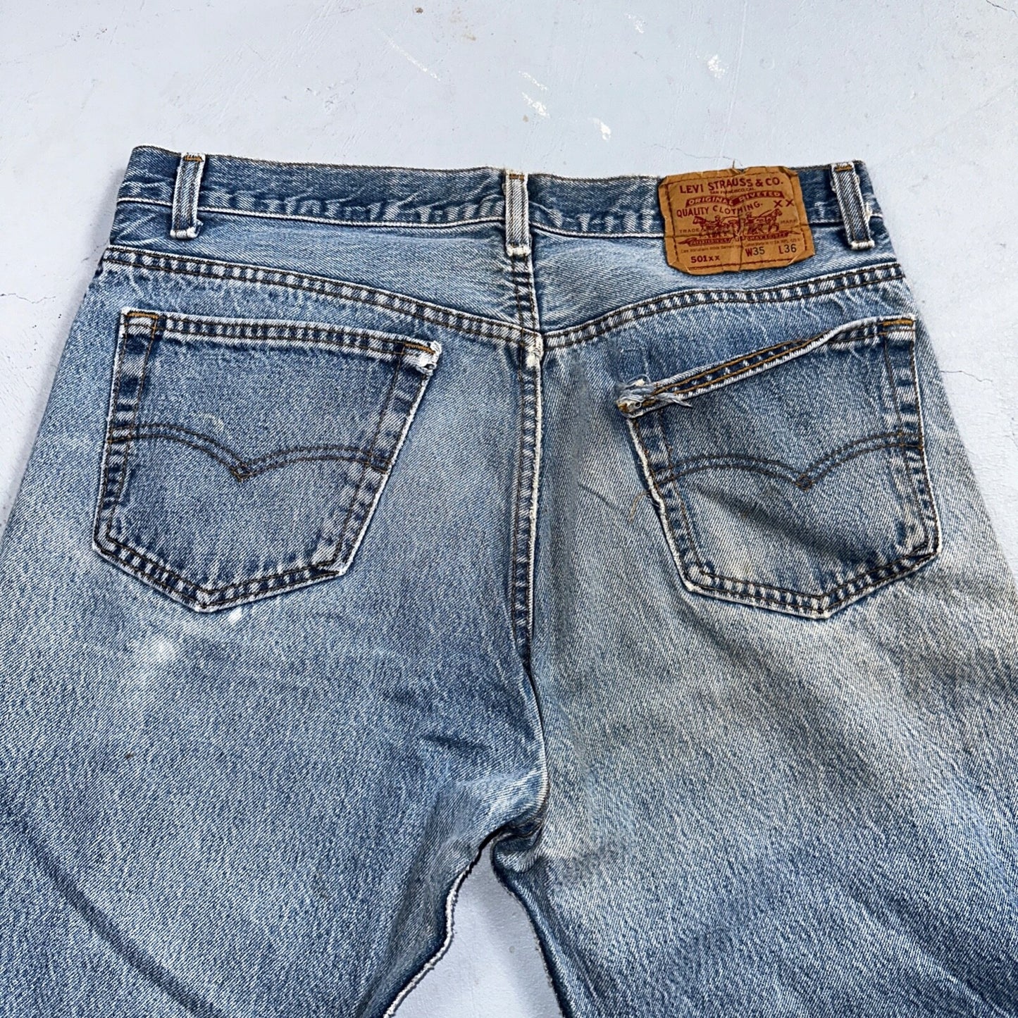Levis 501 Vintage 90s USA XX Straight Leg Jeans 35x36 Blue Light Wash Act 32x32