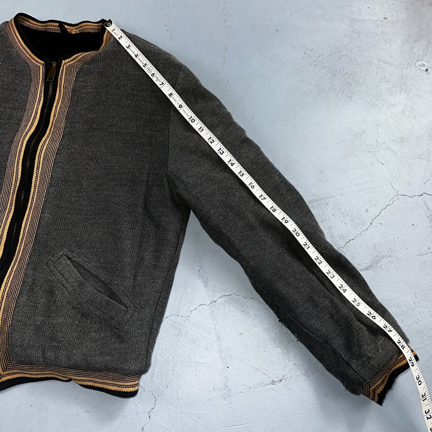 VTG 40s Wool Lined Men Zipper Jacket Sweater Salt Pepper Gray 1940s Rockabilly