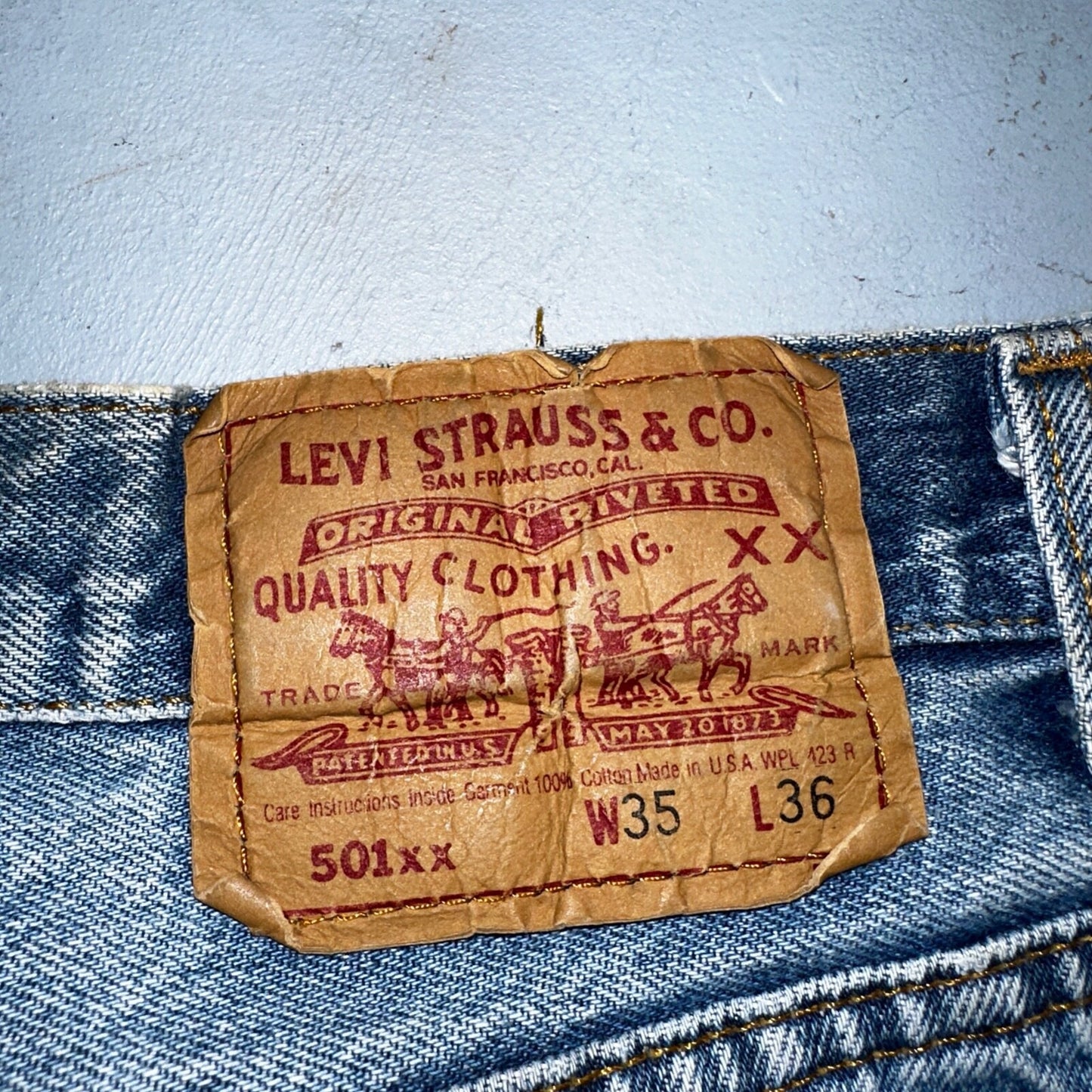 Levis 501 Vintage 90s USA XX Straight Leg Jeans 35x36 Blue Light Wash Act 32x32