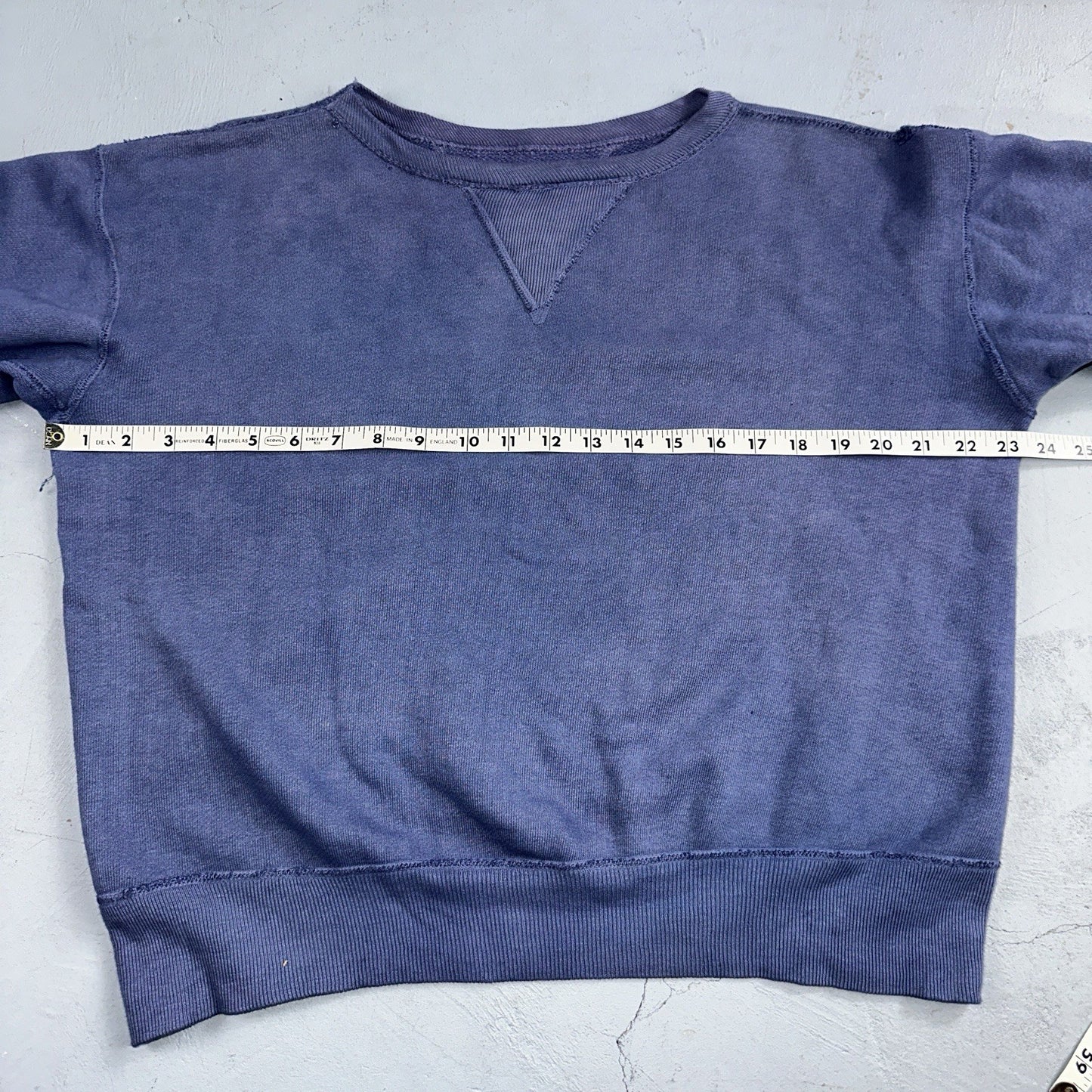 VTG Double V Sweatshirt 40s 50s 1940s Faded Blue Crewneck Boxy Rockabilly 1950s
